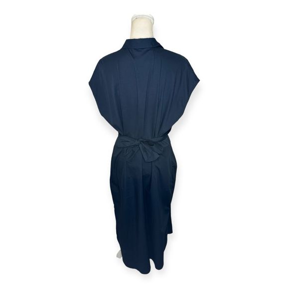 NEW Massimo Dutti Women’s Small Navy Poplin Shirt Dress With Knot Detail NWT - Picture 4 of 8